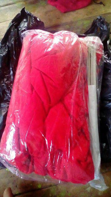 Kelambu Gantung Tile Rumbai Merah