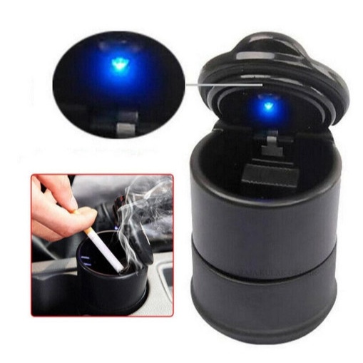 PROMO ASBAK PORTABLE MOBIL LED CAR ASHTRAY ASBAK MOBIL HITAM POLOS ORI