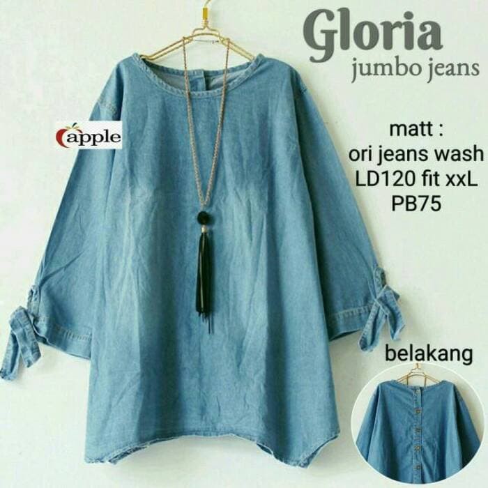 blouse jumbo xxl LD 120 - atasan jeans - baju wanita murah