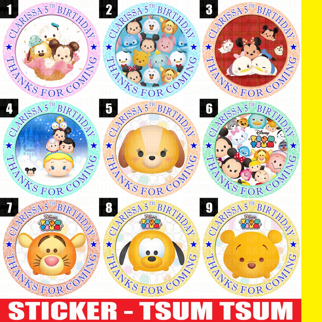 

60 STIKER TSUM TSUM - LABEL BAG / KUE / SOUVENIR ULTAH ULANG TAHUN