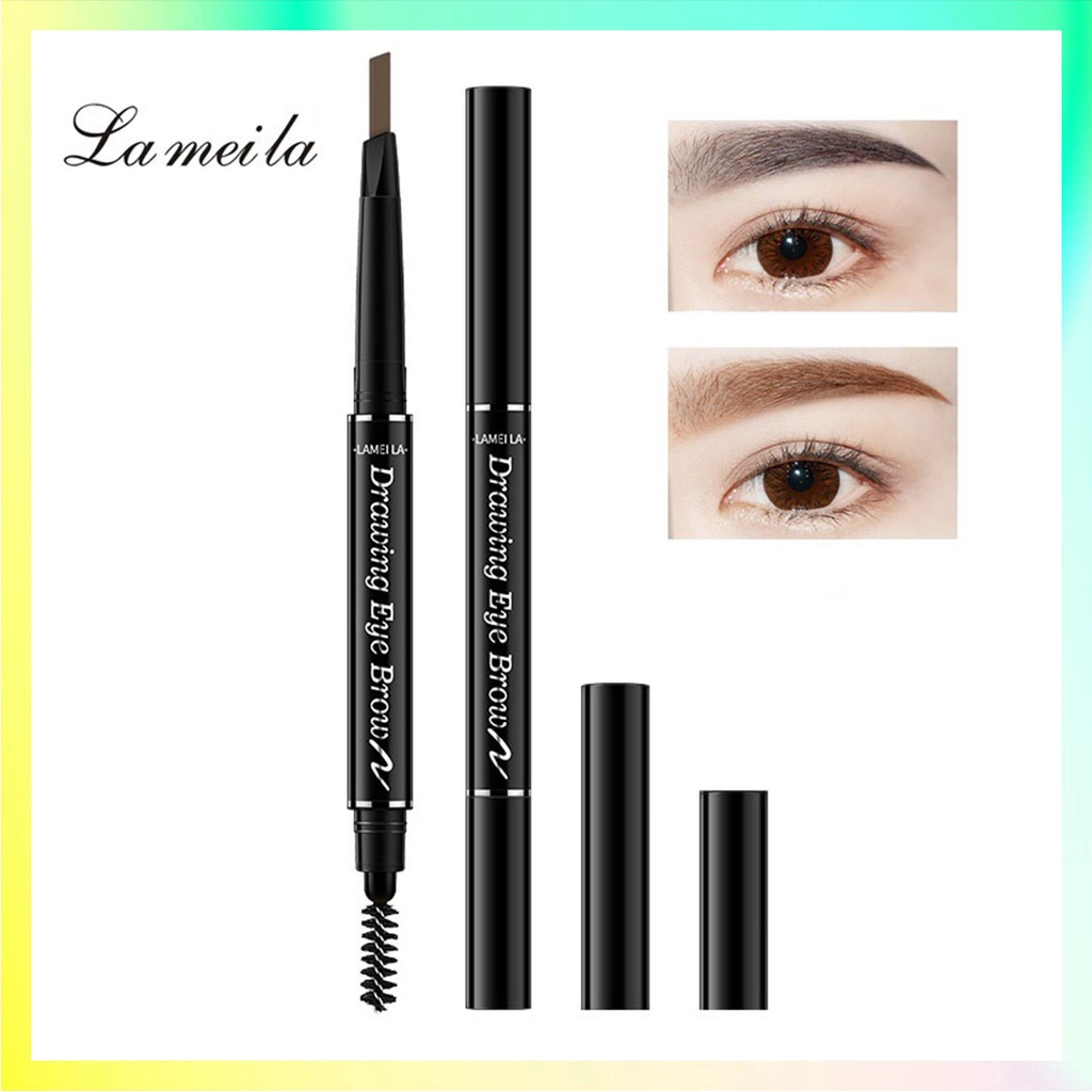 LAMEILA Pensil Alis 7 Warna Double Heads Lasting Pen Waterproof Pencil Kotak Hitam LA031