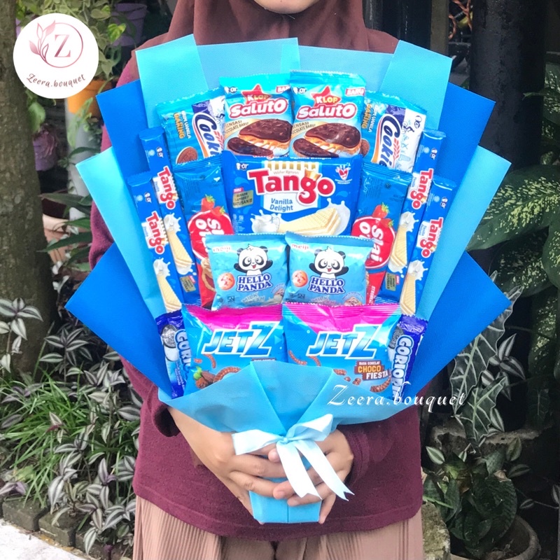 (B12) Buket snack/bucket snack/snack bouquet [INCLUDE packing + kartu ucapan]