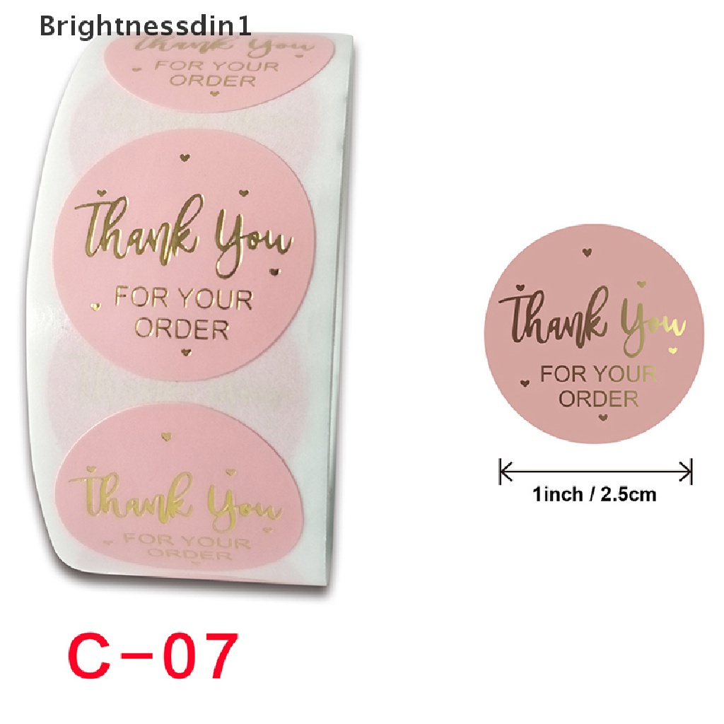 500 Pcs Stiker Label Kraft Tulisan Thank You For Your Order Warna Pink 1 In 1