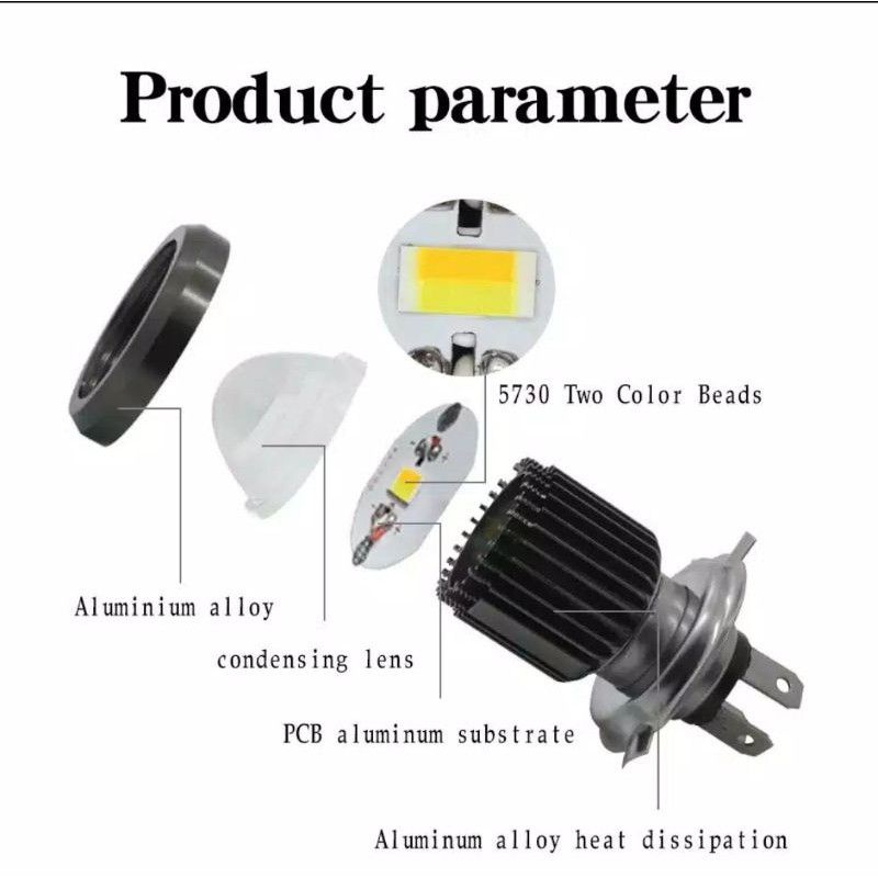 Lampu Depan Sepeda Motor H4 LED Laser  HI /LOO 18W Lampu Bohlam Depan Led H4 Hi Low 18 watt 2 warna