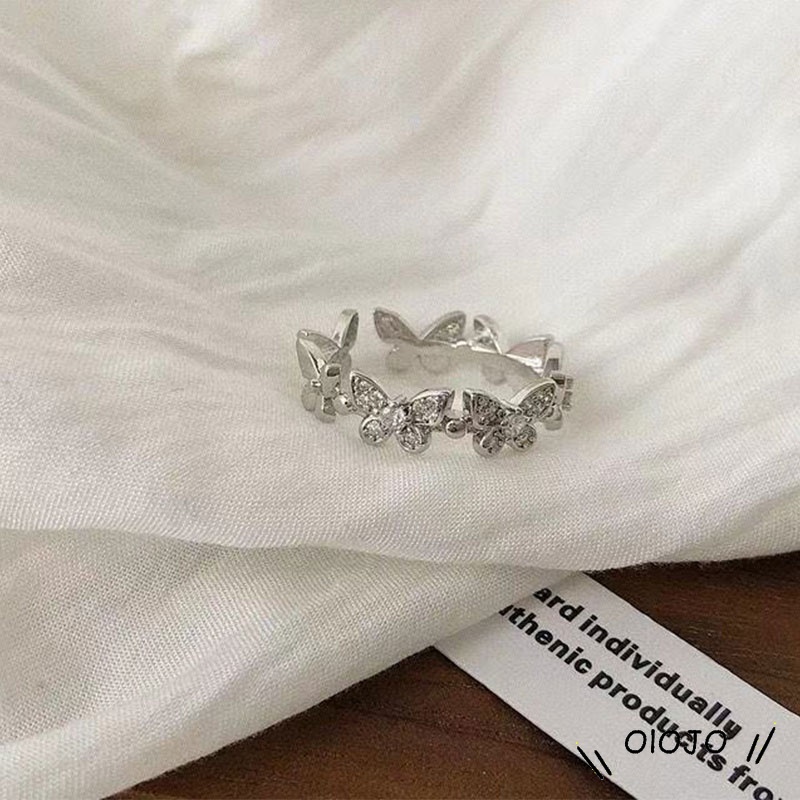 【COD】Cincin Model Terbuka Desain Kupu-Kupu Aksen Berlian Gaya Korea