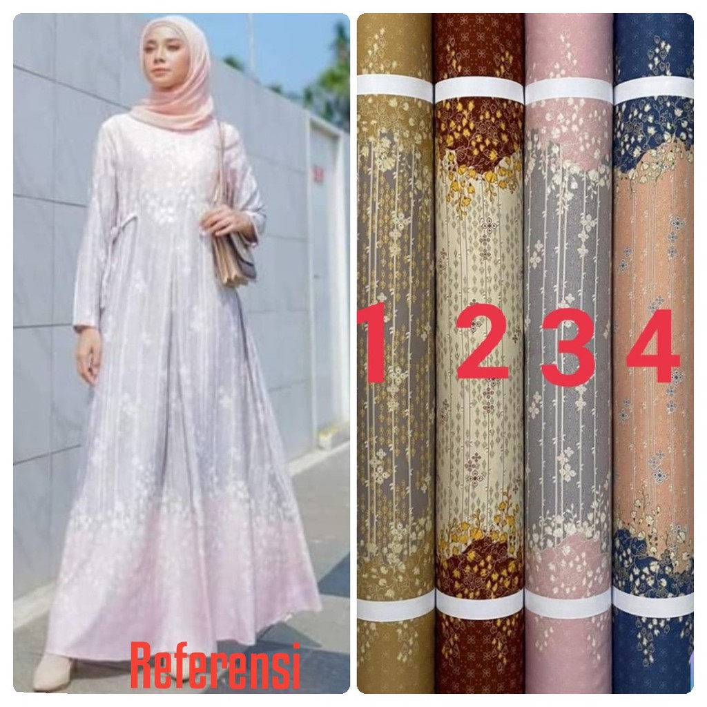 Kain Dr Silk mengkilap Motif Zairalova &amp; Mxmara Nadia Series harga per setengah meter
