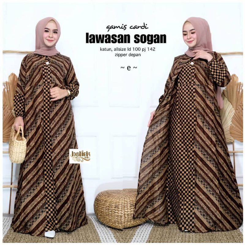 GROSIR GAMIS CARDI /GAMIS LAWASAN SOGAN/GAMIS BATIK KATUN /BATIK PEKALONGAN /BATIK HALUS JUMBO SM001