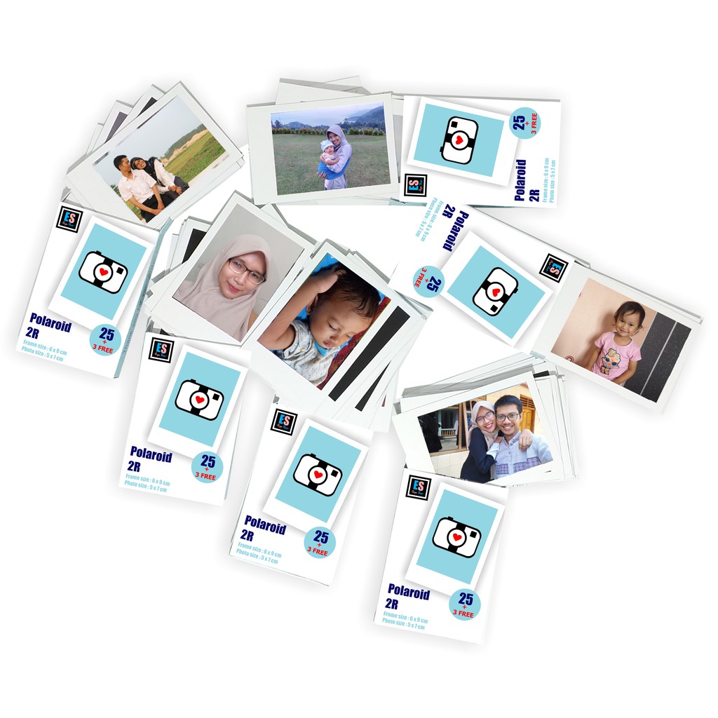 POLAROID 2R POLOS LAMINASI GLOSSY 2 SISI + FREE BOX