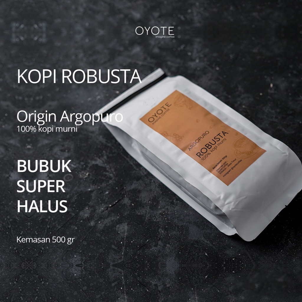 

Kopi Bubuk Robusta Argopuro 500 gram Kopi Bubuk Murni 100% Super Halus By Oyote Coffee