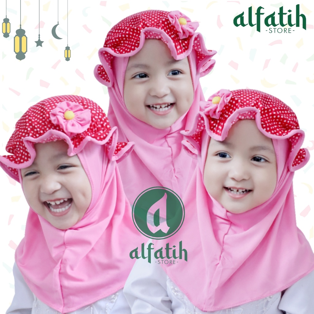 ALFATIH STORE / JILBAB ANAK TOPI POLKADOT / Jilbab Anak Murah /HIJAB ANAK / HIJAB BAYI KERUDUNG ANAK / Kerudung Anak Jilbab Hijab Anak Bayi Perempuan / pastan baby / hijab anak / Jilbab Anak bayi Usia 0-3 Tahun Bahan Jersey Premium Nyaman Di Pakai