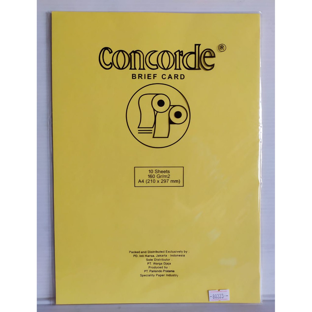 

Kertas Sertifikat/Kertas Concorde (Brief Card) 160 Gr A4 (80323) -Yellow (Pak 10 Lembar)