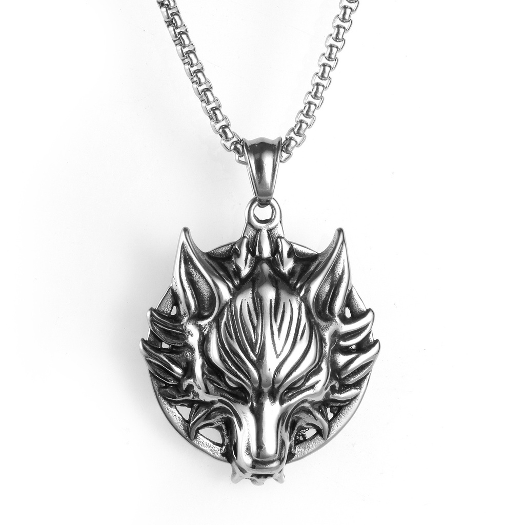 Hip hop Eropa Dan Amerika Serigala Kepala Liontin punk Kalung Trendi Pria Retro Baja titanium Serigala Totem Acessörios inox