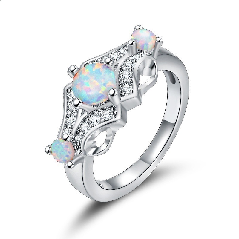 New style ring luxury round diamond opal female ring ring