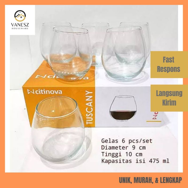 Gelas Kaca tuscany Citinova / gelas wine / gelas kopi