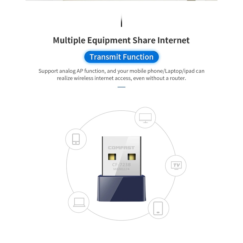 COMFAST CF-723B - 150Mbps USB Dongle Wireless Adapter Bluetooth 4.0