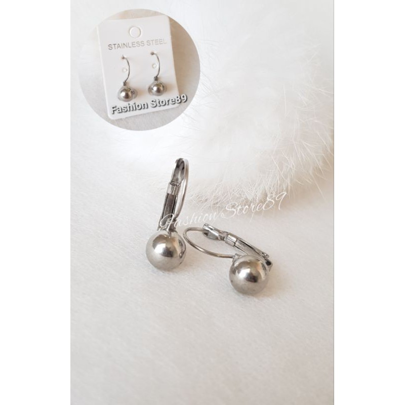 Anting Jepit Bulat import jurai Titanium gold white anting bulai jurai anting Bulat jepit antikarat