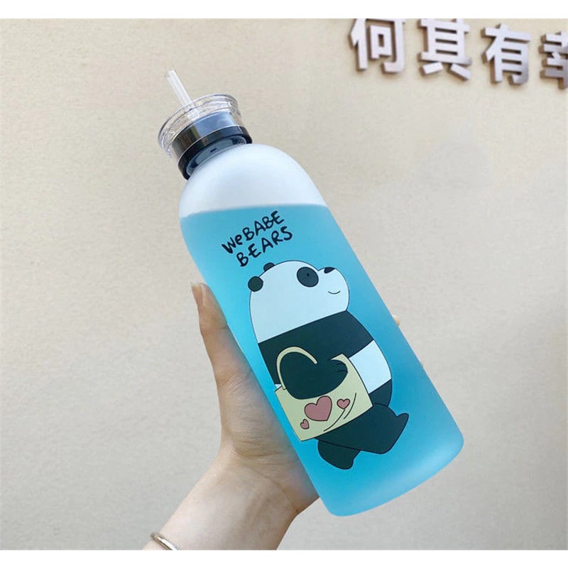 Botol Minum 1000ml Motif We Babe Bears Dengan Sedotan Anti Bocor