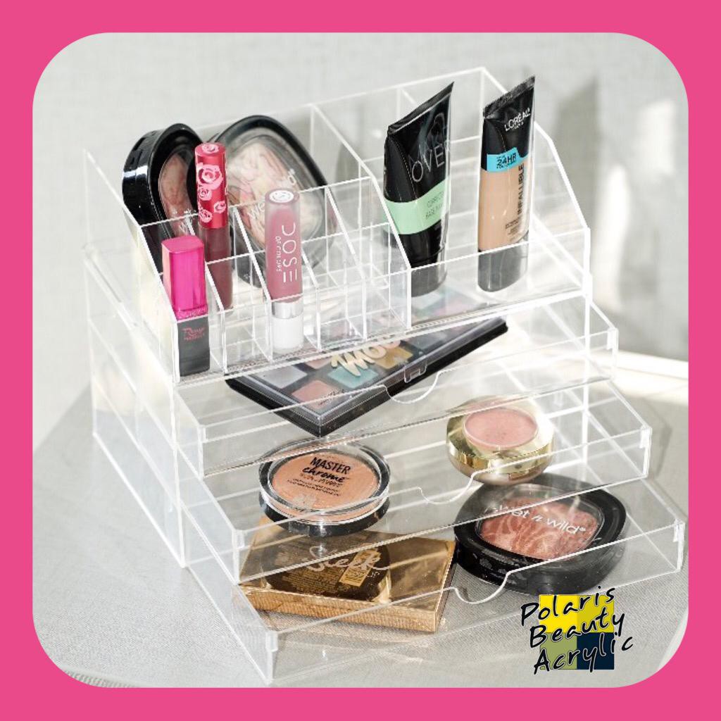 RAK KOSMETIK ACRYLIC-TEMPAT MAKEUP AKRILIK-BEAUTY CASE AKRILIK-HOTTIE