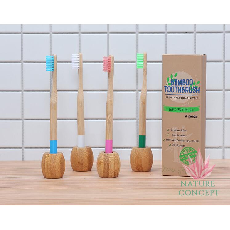 Bamboo Toothbrush Sikat Gigi Bambu - per SET isi 4 pcs