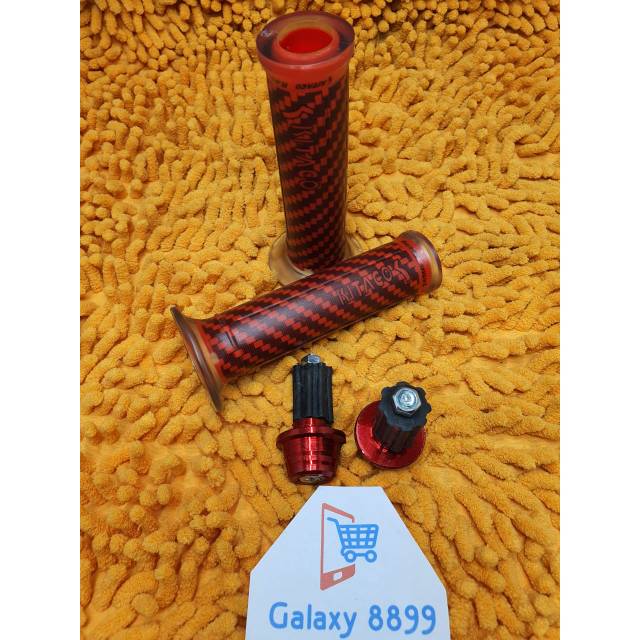 Handgrip karbon kitaco + Jalu Stang merah universal