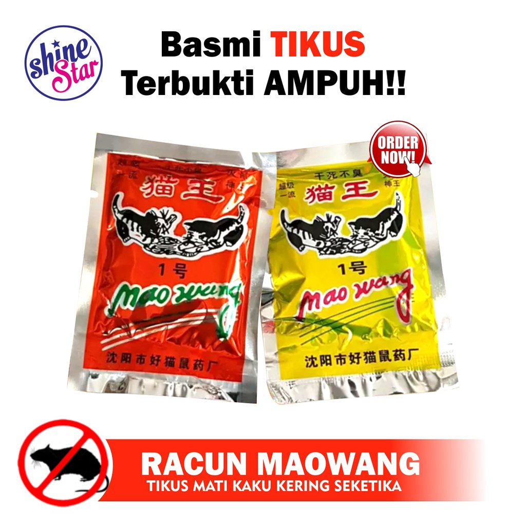 Racun Tikus Mao Wang / Maowang Dari Cina - Racun Pembasmi Hama Tikus Mati Kering Tidak Bau / Warna Random