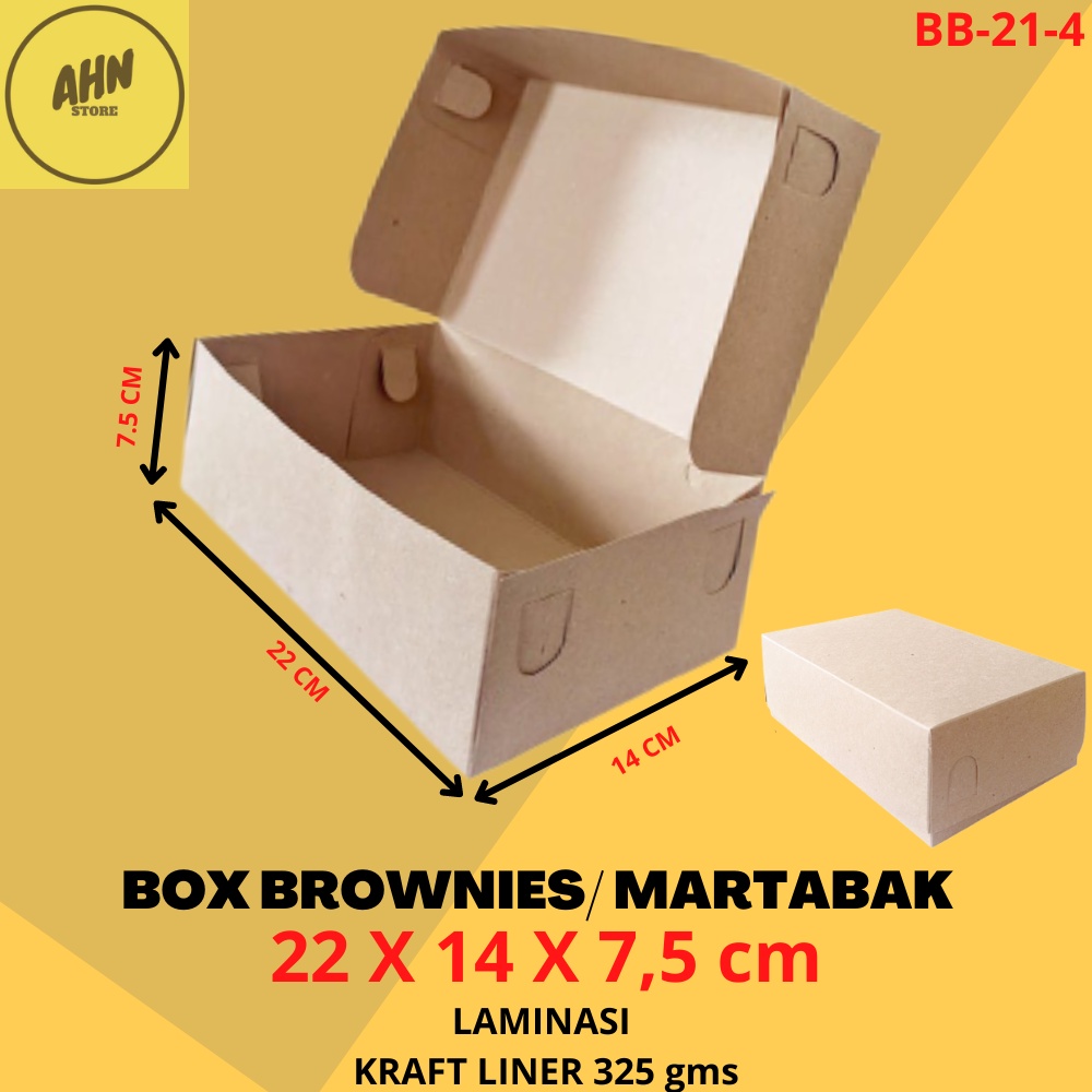 

KARDUS BOX KUE BROWNIES BOLU BOMBOLONI / DUS KOTAK BOX DONAT MARTABAK BOLEN ROTI 22x14x7,5 CM LAMINASI