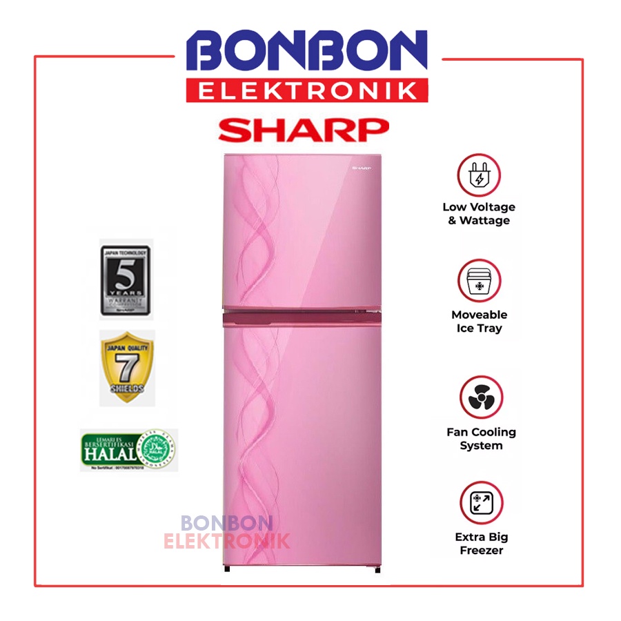 Sharp Kulkas 2 Pintu SJ-237ND-AP / SJ 237 / SJ237 Pink