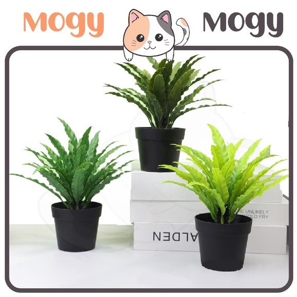 MOGYMOGY PT63 Pot Tanaman Hias Daun Pakis Plastik Ornamen Pot Bongsai Artificial Flower Decoration