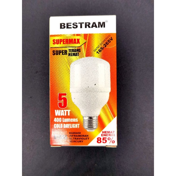 Lampu Led Bestram 5Watt,warna putuh 6500K,  Supermax Series model capsul