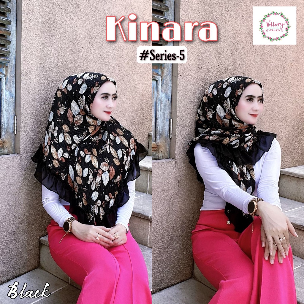 Jilbab Segiempat Segi Empat Square Kinara Plisket Ori Vallery Hijab-HITAM