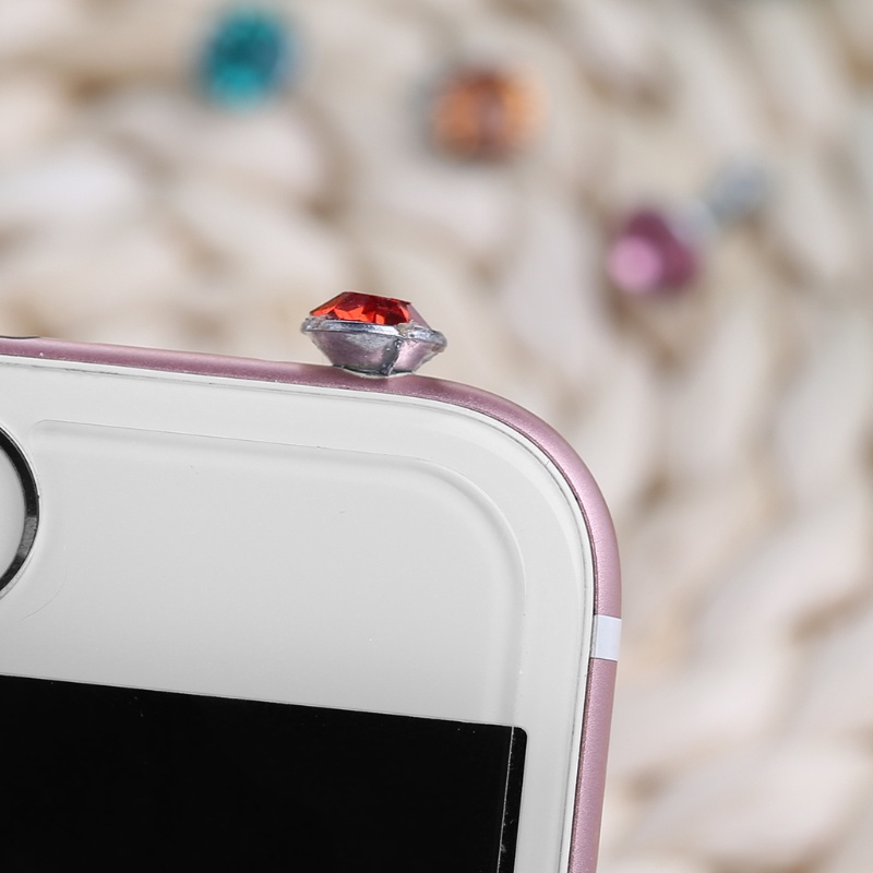 Cre Plug Earphone 3.5mm Anti Debu Bentuk Bulat Hias Berlian Imitasi Glitter Untuk Smartphone