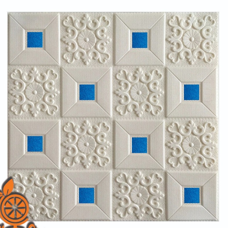 Wallpaper Dinding Foam Batik Wallsticker Size 35 x 70 cm Waterproof Stiker Dinding Emboss HOME WALLPAPER SHOP-BTK003-BIRU-35X70CM