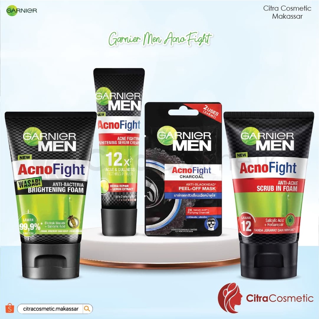 Garnier Men Acno Fight Series Facial Wash | Wasabi Foam | Serum Cream | Peel-Off Mask