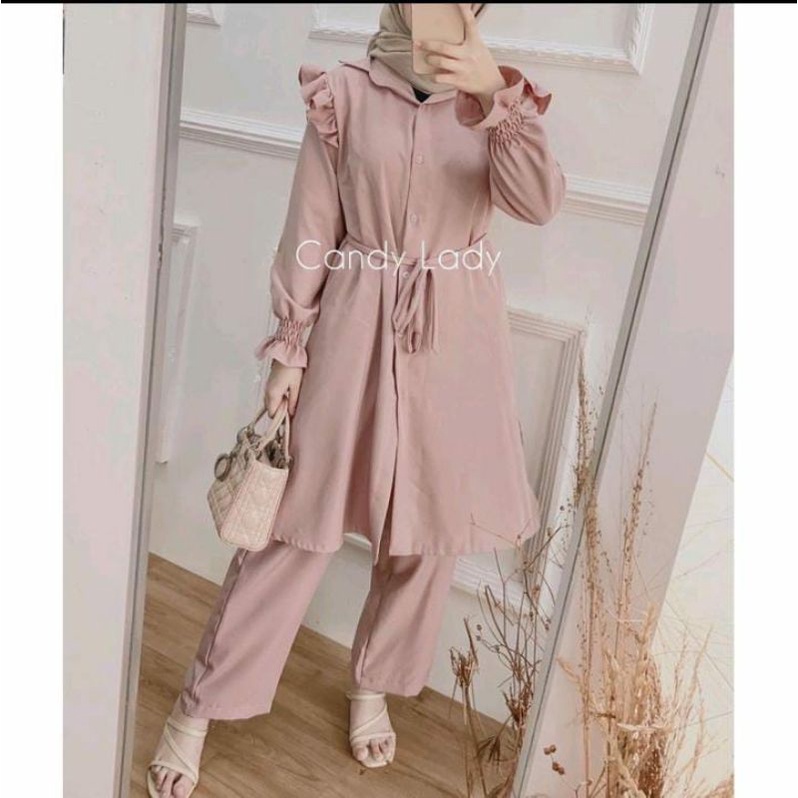 ONE SET MENDY DAILY BUSUI WANITA TUNIK SET MOSCREPE-1