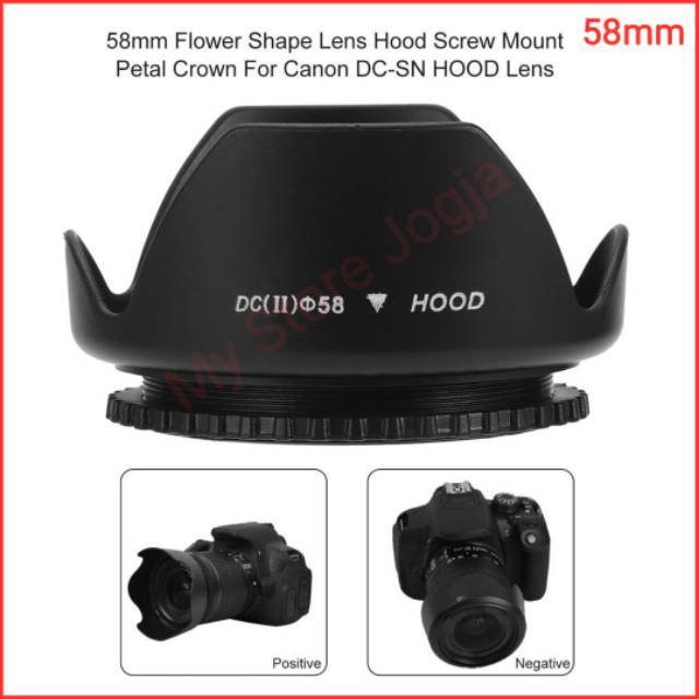 Jual Lens Hood Flower 58mm Tudung Lensa Kamera Canon EF XF 1855mm Fuji