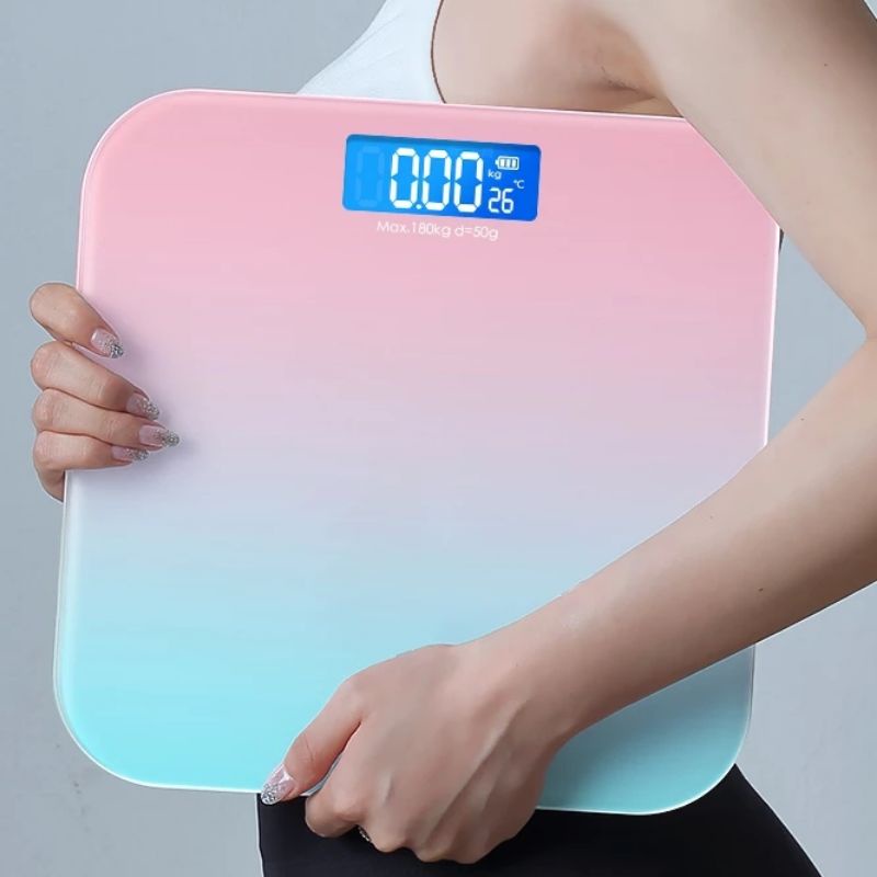 Timbangan Berat Badan Digital LCD Display Kaca Indikator LED 26x26cm Motip Gradien