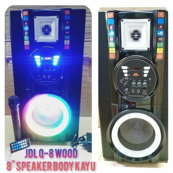 Speaker Aktif 8 Inch Jdl Q-8 Wood Bluetooth Portable Speaker Ppr8Cfio3N