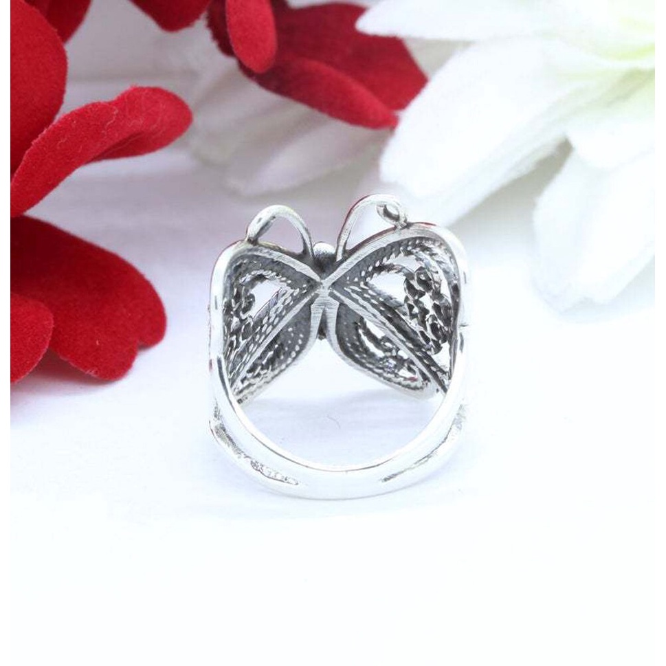 Cincin Model Kupukupu Warna Emassilver Gaya Retro Untuk Wanita