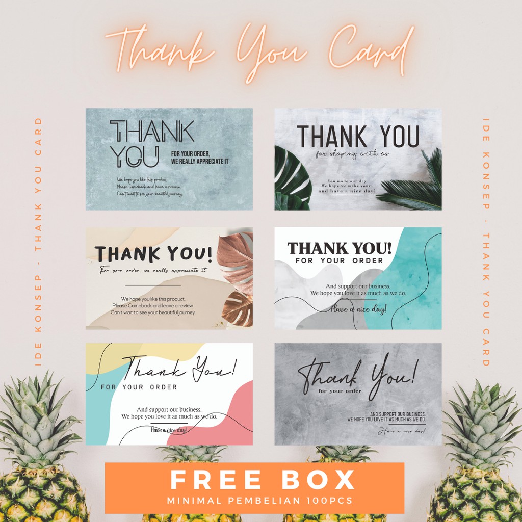THANK YOU CARD KARTU NAMA THANKS CARD KARTU UCAPAN SOUVENIR PERNIKAHAN GIFT CARD GRATIS FREE BOX...