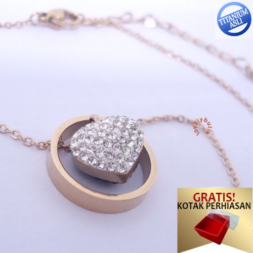 Lovelybutik - Kalung Titanium Anti Karat Selamanya Lisa New Kalung Wanita Titanium Ukuran 45 cm BONUS KOTAK PERHIASAN