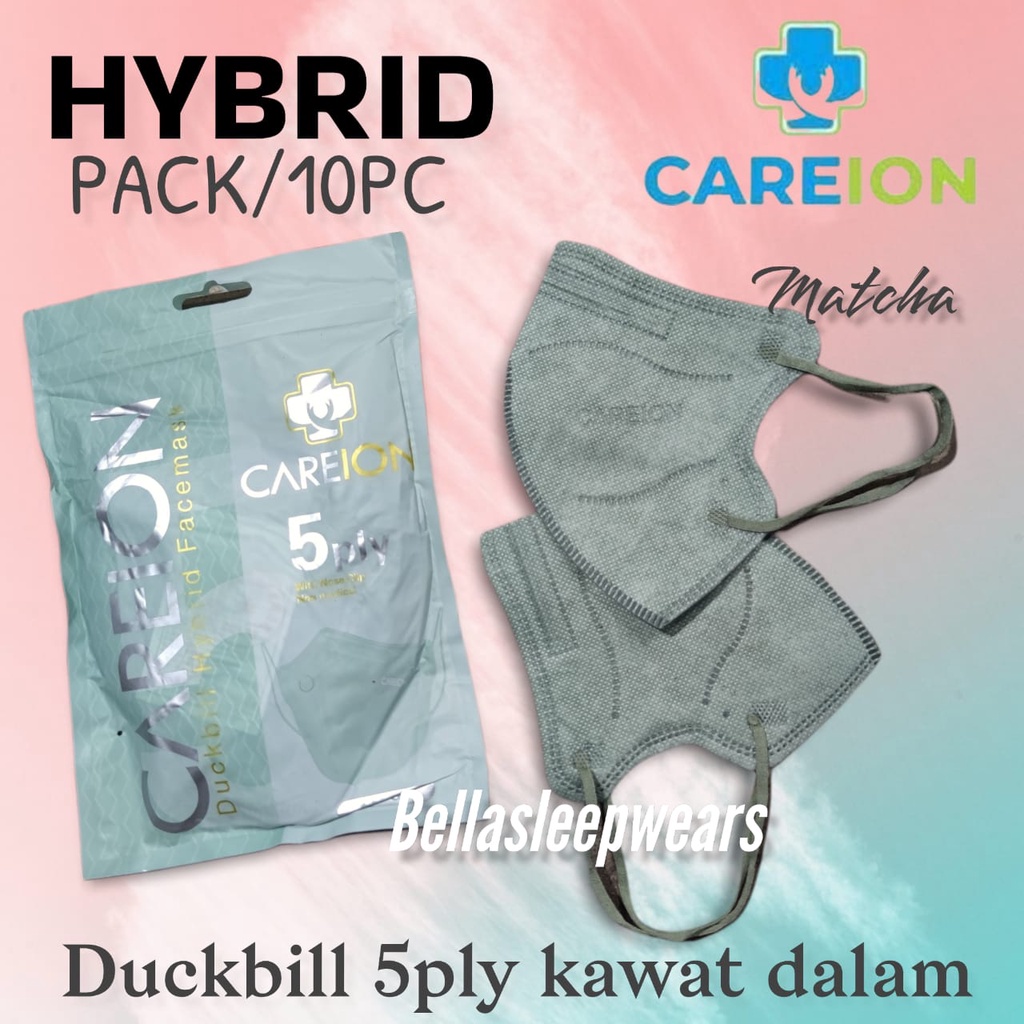 5PLY DUCKBILL CAREION KAWAT HYBRID PACK/10 - MASKER DUCKBILL CAREION 5PLY HYBRID KN95 PRO KAWAT DALAM WARNA WARNI