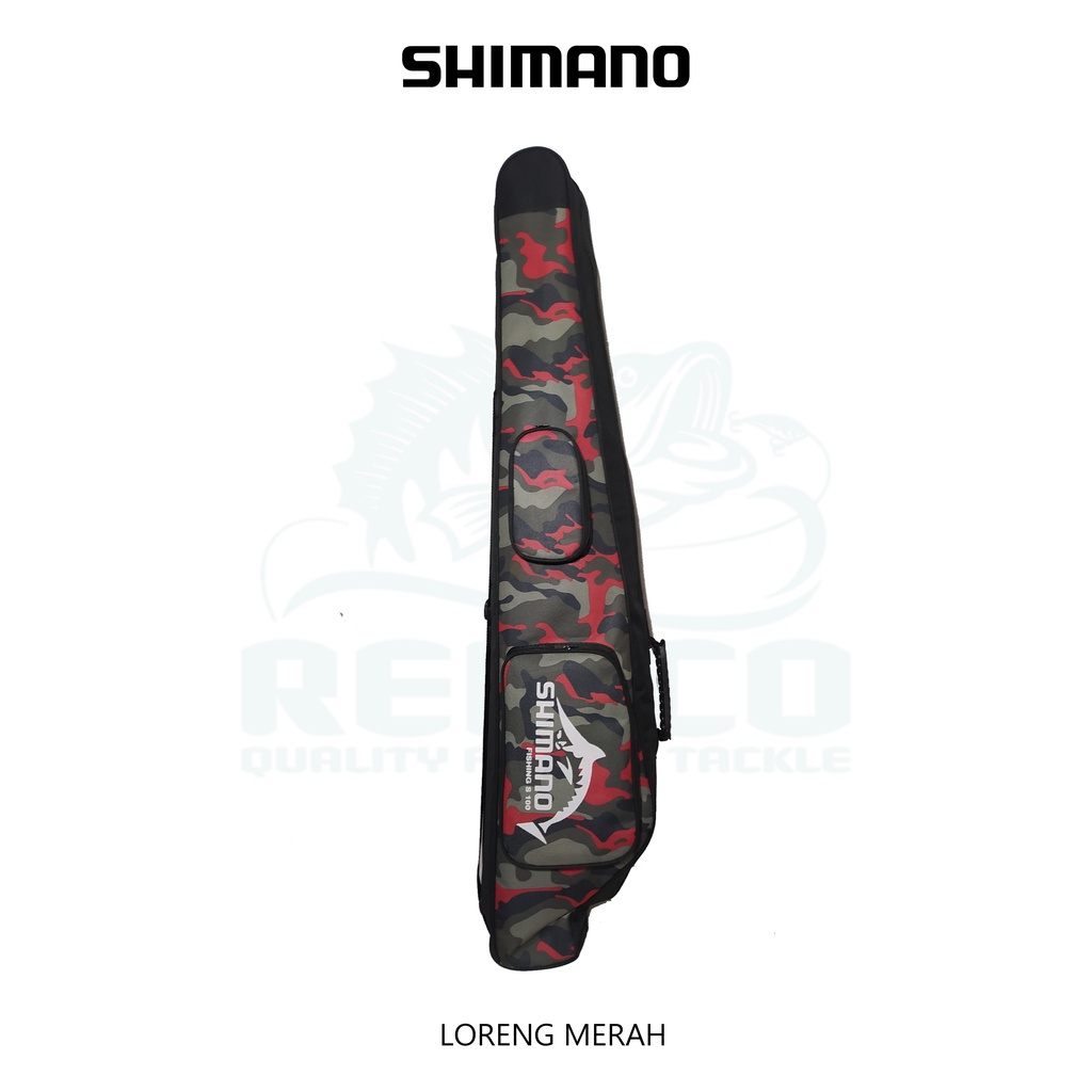 Tas Pancing Shimano Kantong 2 Selempang Loreng Ukuran 75cm 100cm-Loreng Merah