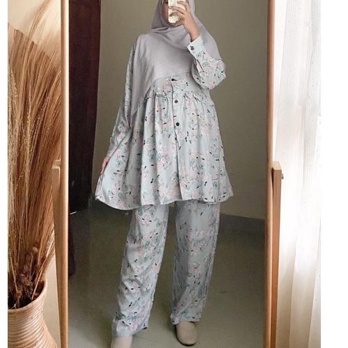 One Set Setelan Katun Rayon Piyama Yura Set –NIC.01Jn22e