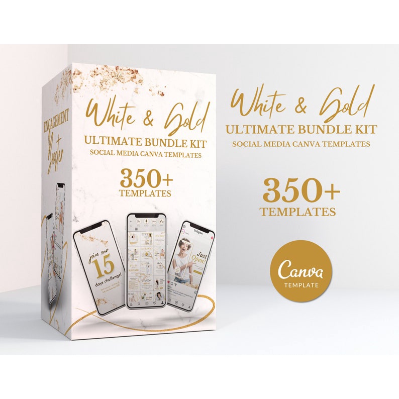 350+ Template Canva Putih Emas (Branding Kit Bundle)