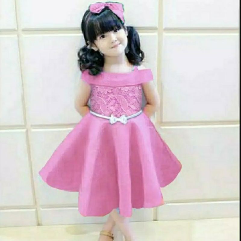 Baju Anak Perempuan Usia 2 3 4 Tahun-Dress Anak Cewek-Dress Anak Pesta Wanita Bahan Balotelli Murah