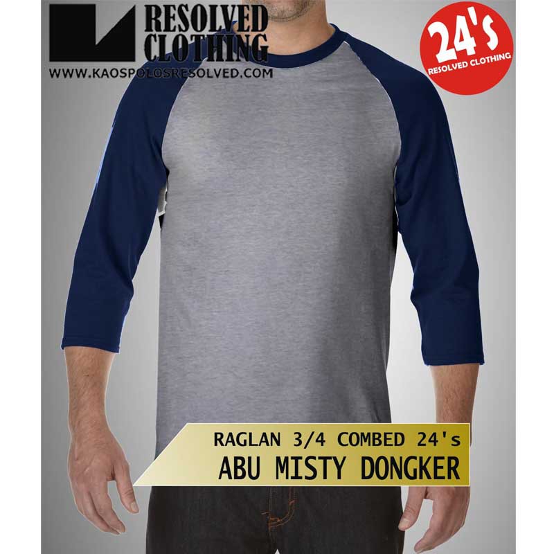 Download Raglan 3 4 Abu Misty Lengan Dongker Cotton Combed Murah Shopee Indonesia