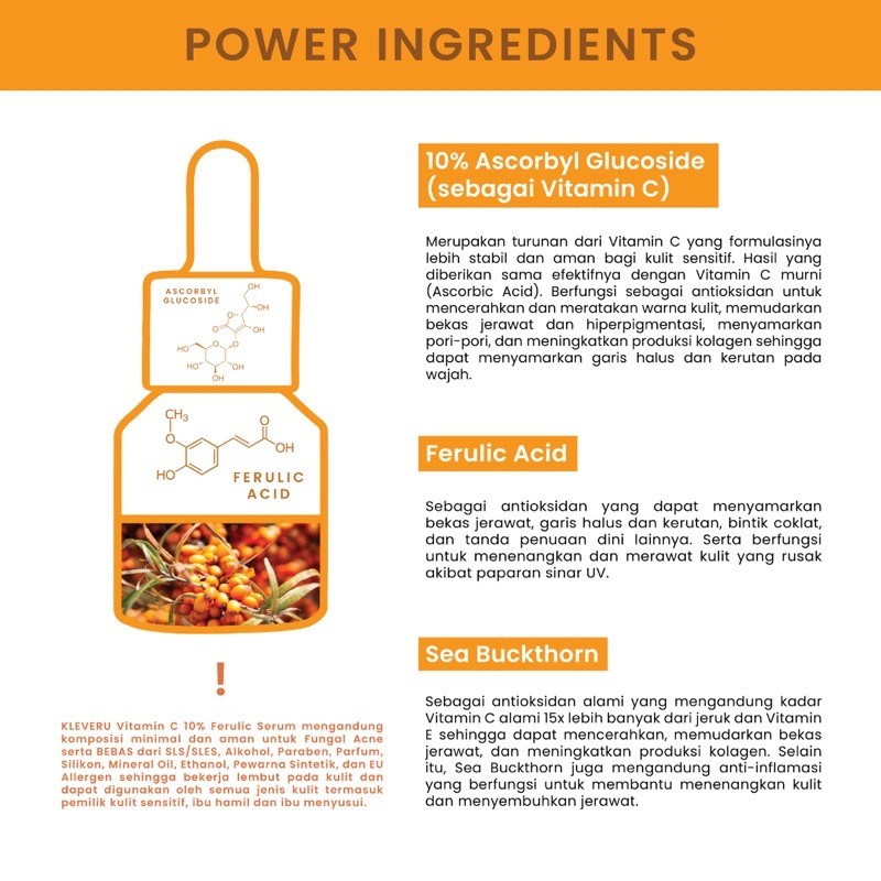 Kemasan Baru - Kleveru Vitamin C 10% Ferulic Serum 5ml 20ml