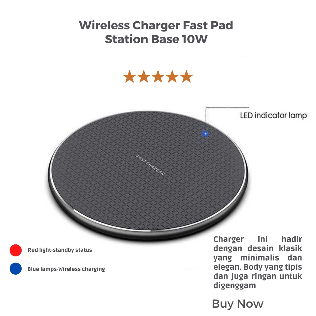 Wireless Charger Fast Pad Station Base 10W - K8 - Centechia - Dukungan Seluruh Qi Receiver Smartphon