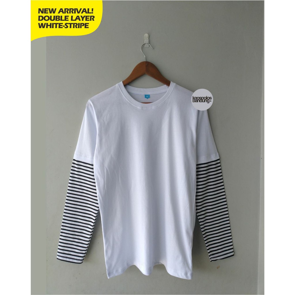 KAOS POLOS KAOS DISTRO SAMBUNG WARNA PUTIH BAHAN  COTTON  