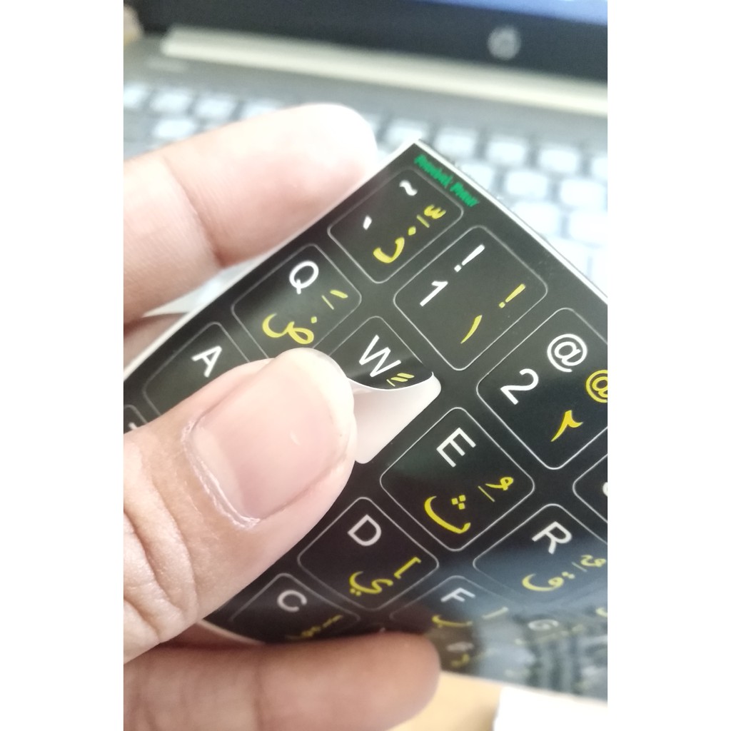 STIKER KEYBOARD ARAB WARNA HITAM 1 LUSIN (12 pcs) - BAHAN VINYL, DICUTTING+LAMINATING